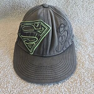 DC Comics Superman‎ Cursive Writing Raised Embroidery Flat Bill Baseball Cap Hat